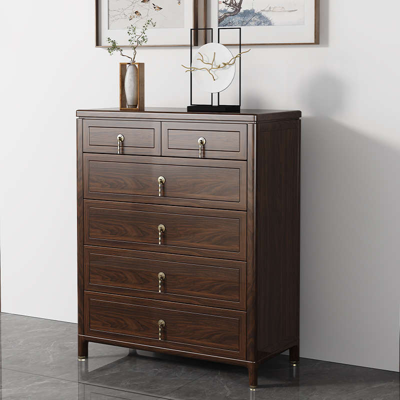 新中式斗柜全乌金木实木收纳柜五六七九斗客厅靠墙卧室储物柜边柜