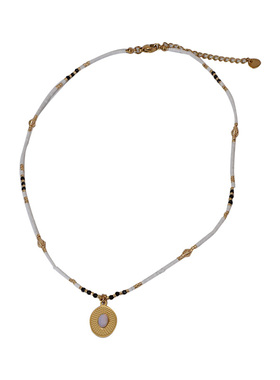 白色天然石项链新款2024爆款贝母星星颈链轻奢高级感蛋白石锁骨链