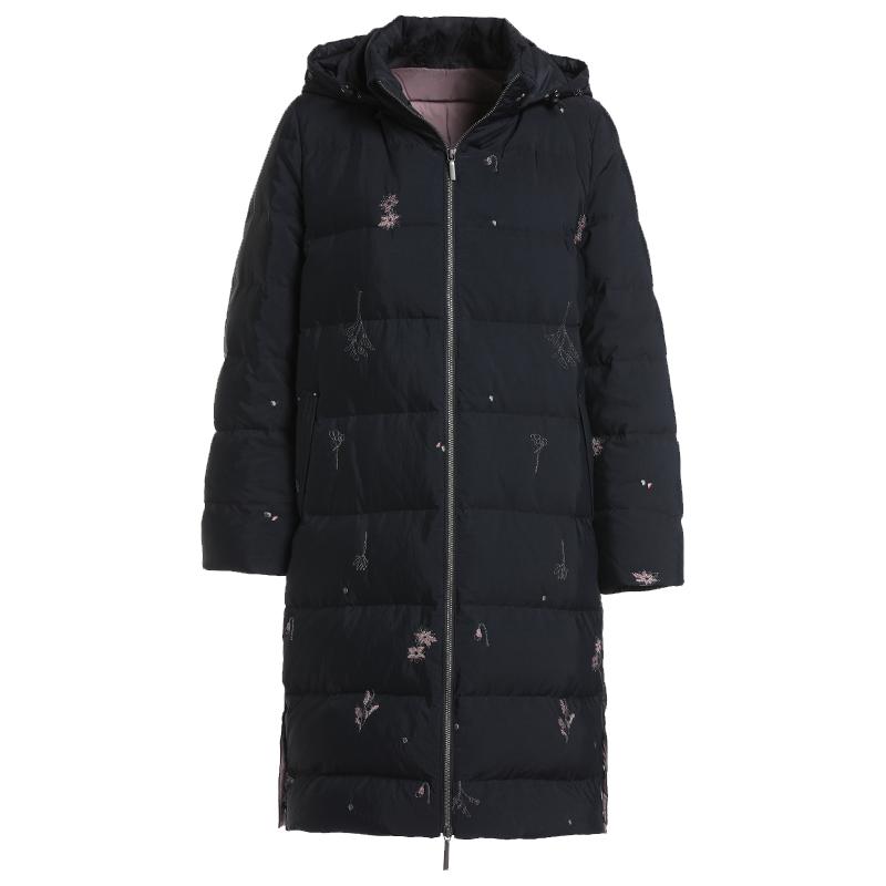 乔万尼时尚羽绒服新款洋气简约通勤季女黑色中长EI4T687