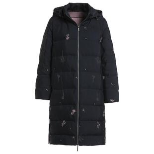 乔万尼时尚羽绒服秋冬新款洋气简约通勤冬季女黑色中长EI4T687