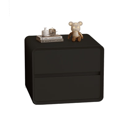 黑色极简风实木床头柜