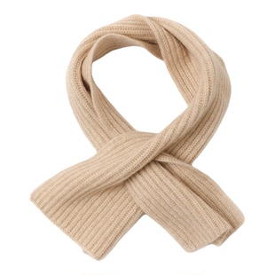 100%纯山羊绒小围巾女冬保暖针织纯色百搭显脸小护颈围脖礼盒装