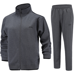 鲁美老人运动服套装男加绒加厚冬季休闲大码运动套装中老年爸爸装