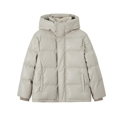 daga韩版短款皮衣羽绒服女连帽