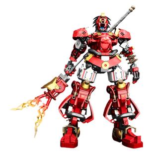 森宝积木国潮积木关羽赵云张飞马超黄忠三国机甲积木模型拼装玩具