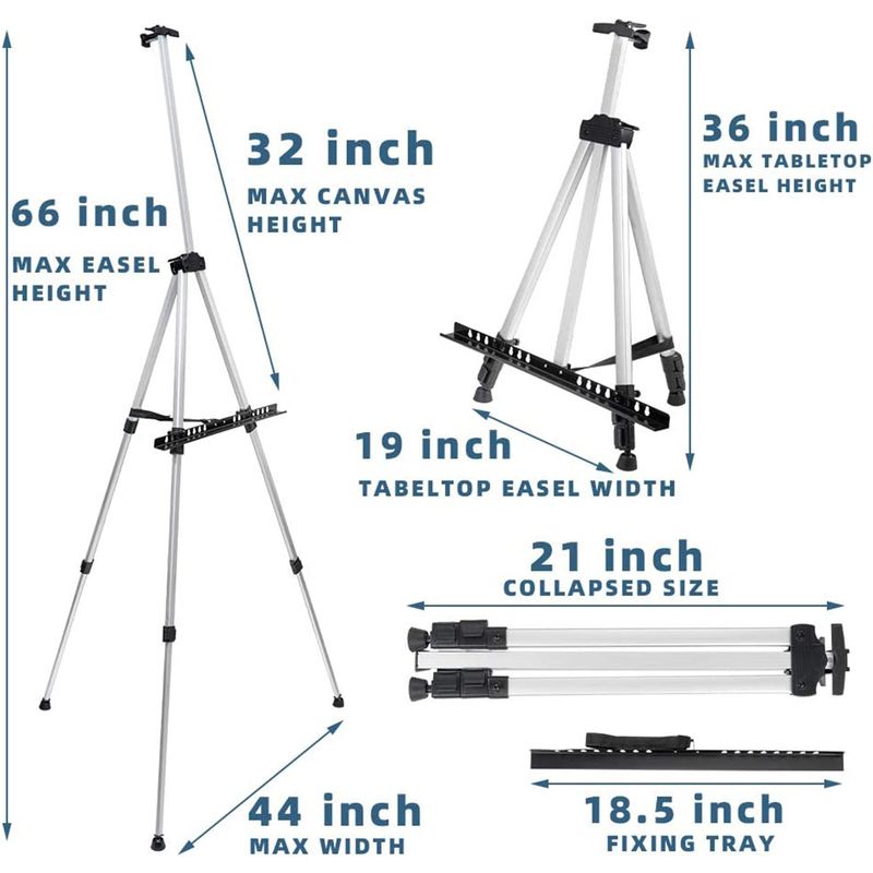 亚马逊跨境供应4节铝合金展示架便携式展架伸缩POP画架三角架广告