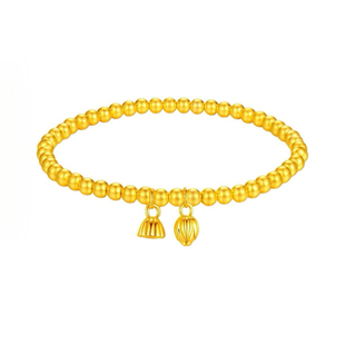 水贝黄金金店同款金包银两世欢手链古法莲蓬转运珠黄金手串送女友