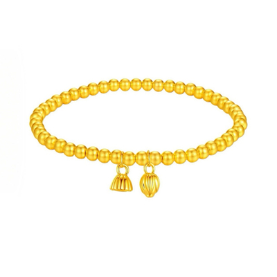 水贝黄金金店同款金包银两世欢手链古法莲蓬转运珠黄金手串送女友