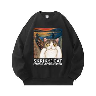 drew呐喊联名皮卡丘圆领男卫衣2025新款凯蒂猫儿童衣服秋冬季外套