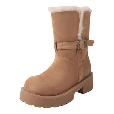 7.5cm翻边厚底增高雪地靴女