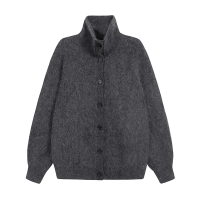 冬季立领针织开衫马海毛宽松毛衣