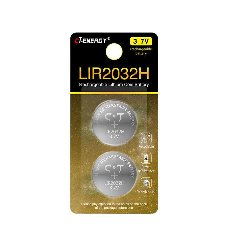 驰特LIR2032H 3.7V高容量纽扣充电锂电池CR2032 2颗主板遥控手表