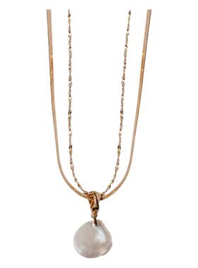 63OAKAVE花瓣珍珠双链项链