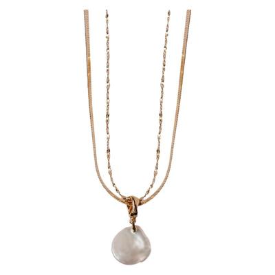 63OAKAVE花瓣珍珠双链项链