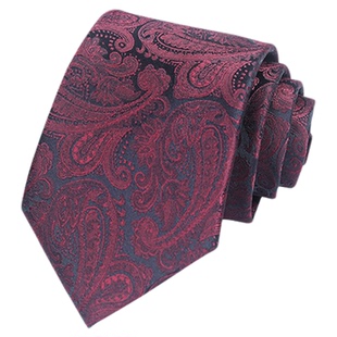 高级感红色领带男士新郎复古藏青腰果花拉链式婚礼正装衬衫配饰潮