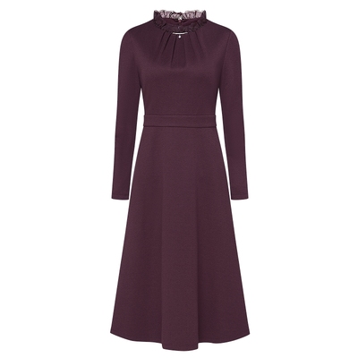 美丽诺绵羊毛法式荷叶边领连衣裙