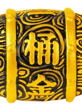 足金999一桶黑色花纹漆长转运珠