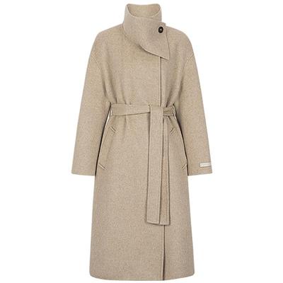 【骆驼绒】卡其色羊毛双面呢子大衣女毛呢外套小个子kbne秋冬新款