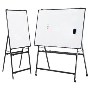 雅思图可折叠黑板支架式儿童写字板商用教学办公培训家用白板绿板可擦双面磁性留言板移动小黑板工厂车间看板