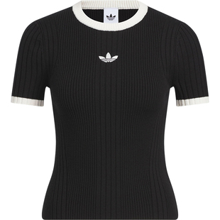 Adidas/阿迪达斯正品三叶草女士修身针织休闲短款短袖KS6110