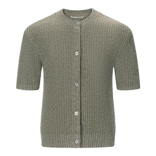 BALIANG「捌樑」 伶'Clever' 圆领短袖羊毛混纺修身开衫针织毛衣