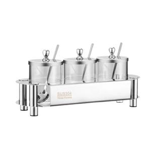 德思威304不锈钢调味罐套装高硼硅玻璃调味瓶调料佐料盐糖调料盒