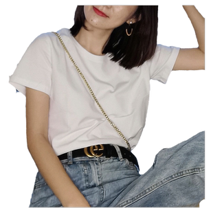 2025年新款短袖t恤女白色夏打底衫纯棉半袖上衣宽松纯色正肩基础