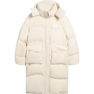 钟楚曦同款李宁长款羽绒服女2025新款冬季鸭绒保暖连帽运动外套女