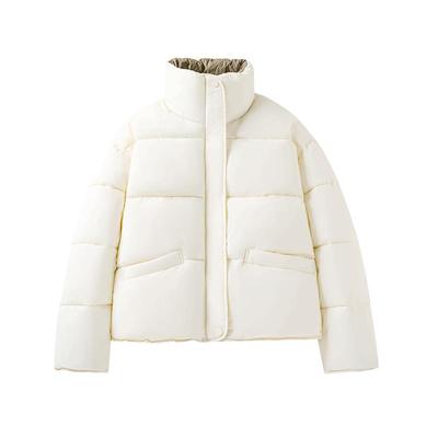 NOW真维斯白色短款棉袄女款2025新款冬季韩系棉服面包服夹棉外套