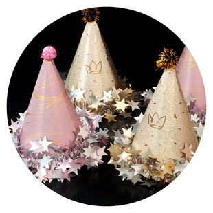 2025新款生日帽子磨砂珠光蛋糕帽儿童成人女神尖角帽派对装饰成品