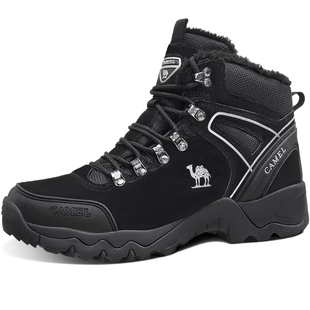 好物体验骆驼男士登山鞋防水防滑冬季加绒运动户外中帮女徒步鞋子