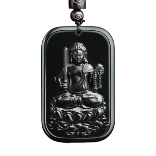 天然老料和田玉墨玉不动明王生肖鸡守护神吊坠佛像男女款挂件玉牌