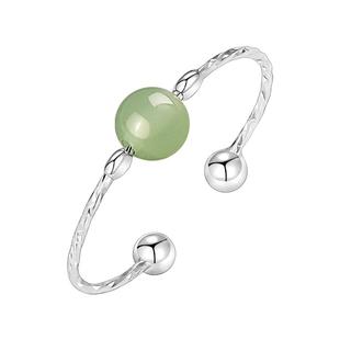 925纯银天然和田玉戒指女轻奢小众设计食指戒爆款高级感开口素圈