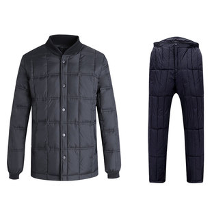 南极人中老年男装老人保暖羽绒内胆套装羽绒服外套羽绒裤爸爸装