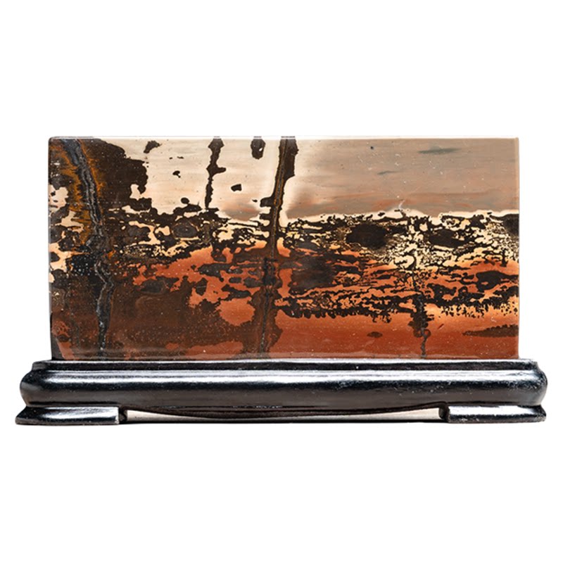 广西国画石草花石奇石7×12CM带底座方形小薄片摆件TF78-TF111