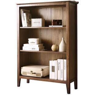 治木工坊全实木小书柜美式简约环保胡桃色红橡木矮书架多层置物架