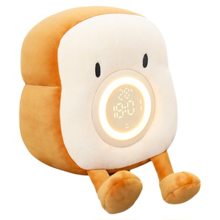 吐司毛绒智能闹钟夜灯一体儿童女孩男孩学生专用起床神器2025新款