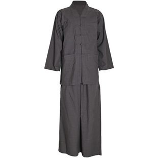 真如界僧服夏季灰色立领短褂套装宽松免绑腿僧人服饰绑腿裤小褂