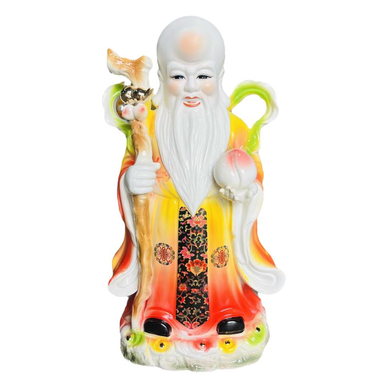 陶瓷老寿星南极老人星神像健康福寿镇宅平安佛像家居供奉工艺摆件