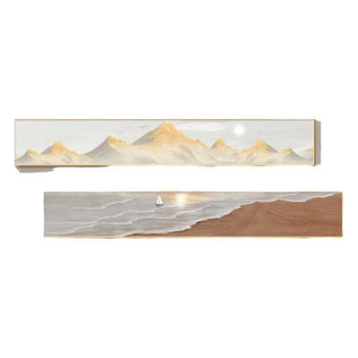 简约日照金山装饰画客厅窄长条