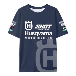 胡斯瓦纳Husqvarna越野摩托机车骑行服速干冰丝短袖t恤衫男士半袖