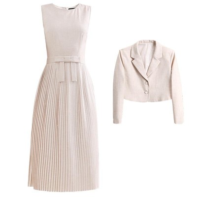 未风杏色职业女裙新款西装外套