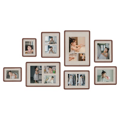 柚木/黑胡桃木高端照片墙组合