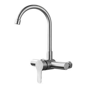 匠丁不锈钢入墙式水龙头冷热双孔洗衣盆洗衣池厨房洗菜盆旋转万向