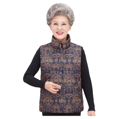 老年人秋冬装女马甲羽绒棉服背心