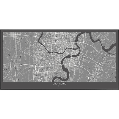 鳟鱼定制画全球城市地图横版客厅