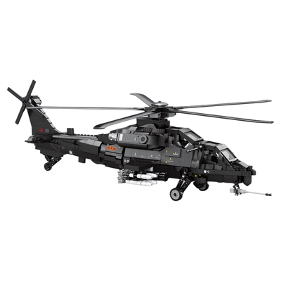 国产积木军事武直-10拼装模型