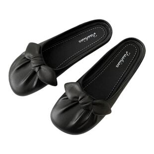 平底包头半拖鞋女外穿2025年新款夏季蝴蝶结软底懒人一脚蹬凉拖鞋