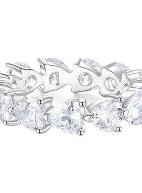 女银白金百搭高级感桃心形钻戒指