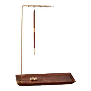 梅林笔庄北美黑胡桃木笔架毛笔挂架黄铜悬挂式书法专用收纳展示架黄铜挂毛笔的笔架多功能置物架摆件热卖榜